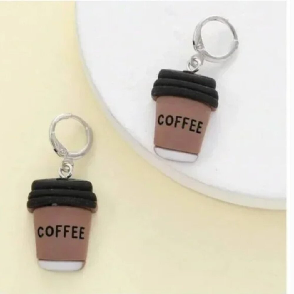 ⭐️❤️ FREE Coffee Mug Cup Hipster Hippie Pop Art Artsy Glam Chic Girly Earrings